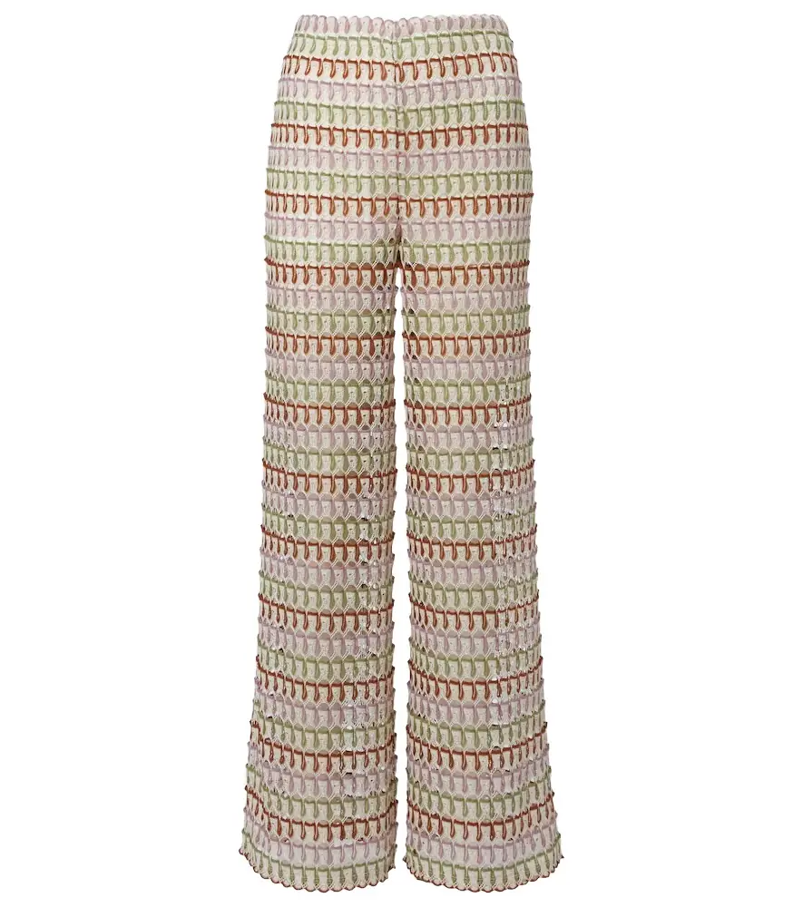 Veronica Beard Fatima crochet wide-leg pants
