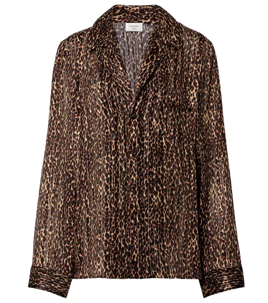 Saint Laurent Leopard-print silk blouse
