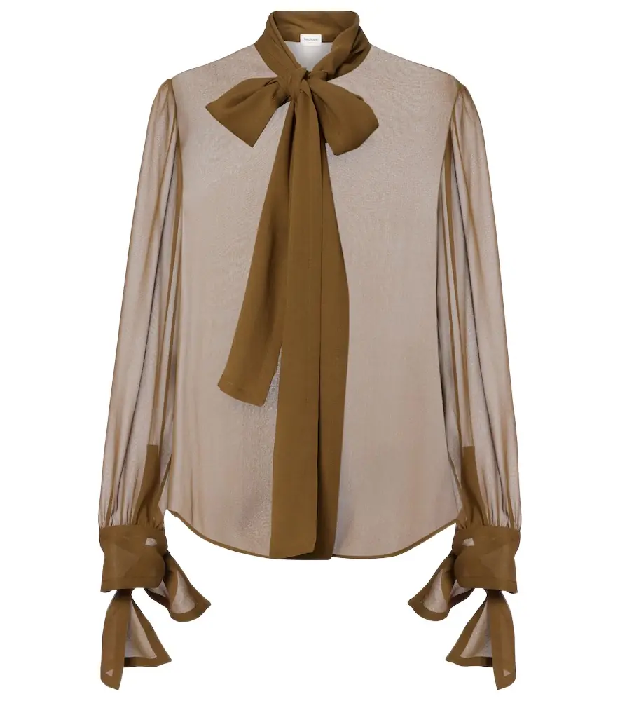 Saint Laurent Tie-neck silk blouse