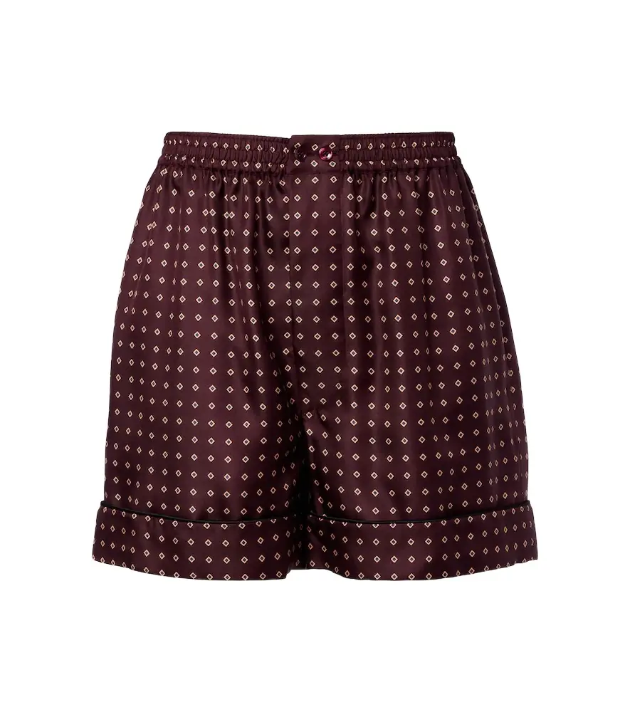 Saint Laurent Printed silk satin shorts