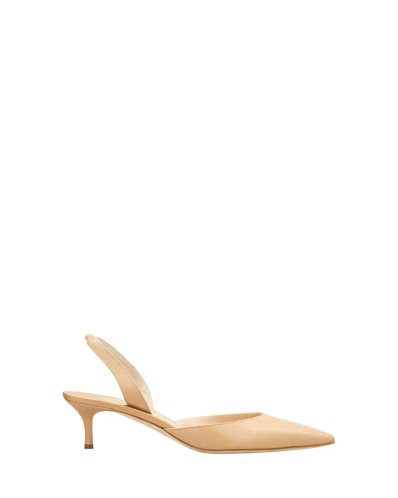 Manolo Blahnik Carolyne Leather Low-Heel Slingback Pump