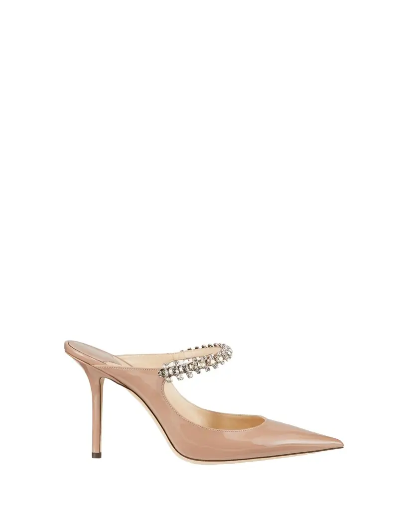 Jimmy Choo Bing Patent Crystal-Strap High-Heel Pumps