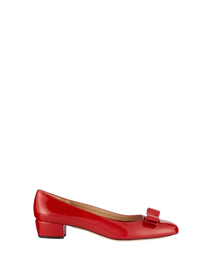 Ferragamo Vara Bow Leather Low Pumps