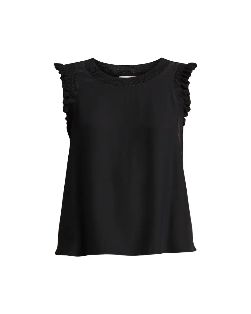 Cinq a Sept Tous Les Jours Lenore Crewneck Sleeveless Silk Top