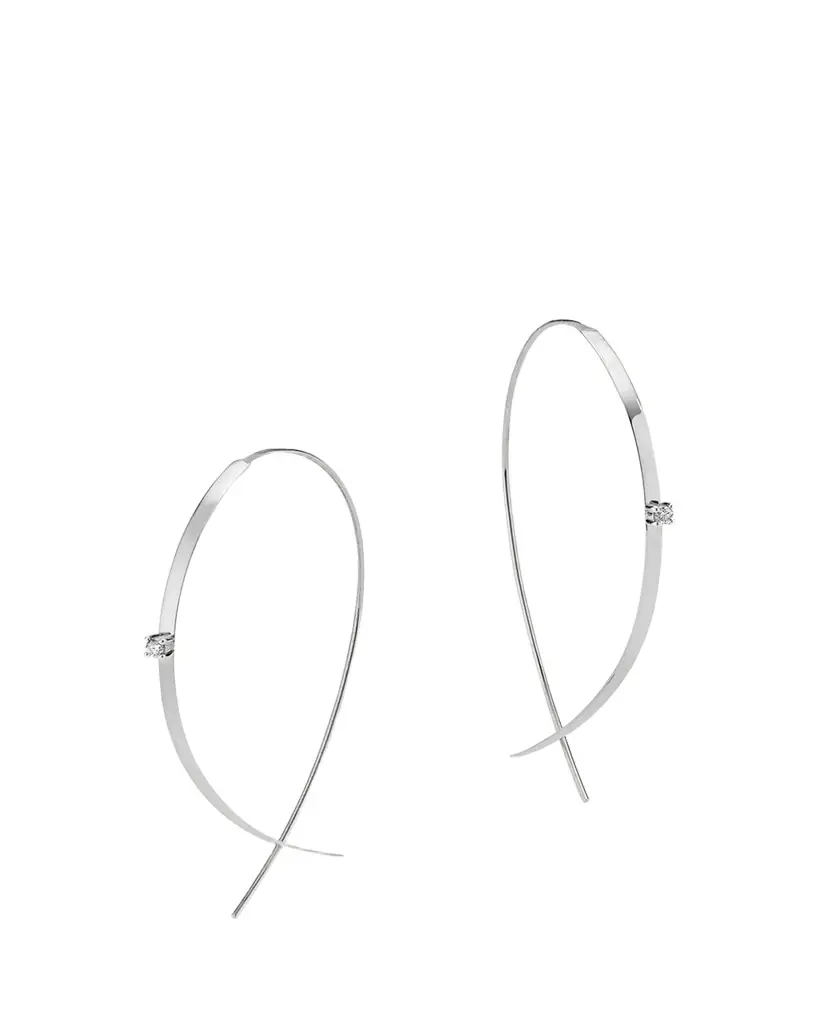 Lana 14K Gold Small Flat Diamond Hoop Earrings