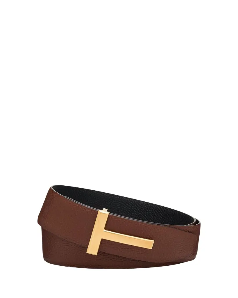 TOM FORD Men's Signature T Leather Belt