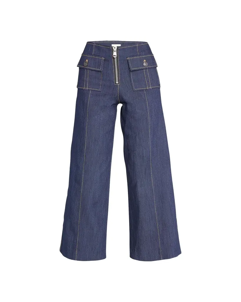 Cinq a Sept Azure Wide-Leg Stitched Pants
