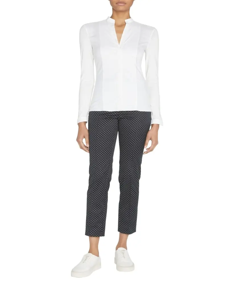 Akris punto Long-Sleeve Cotton Jersey-Back Blouse