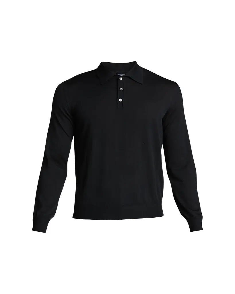 Bergdorf Goodman Long-Sleeve Cashmere Polo Sweater