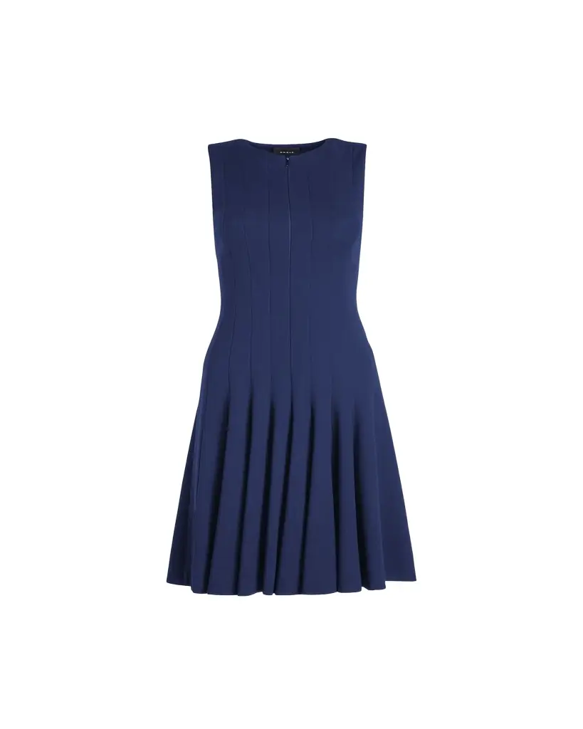 Akris Sleeveless Zip-Front Seamed A-Line Dress