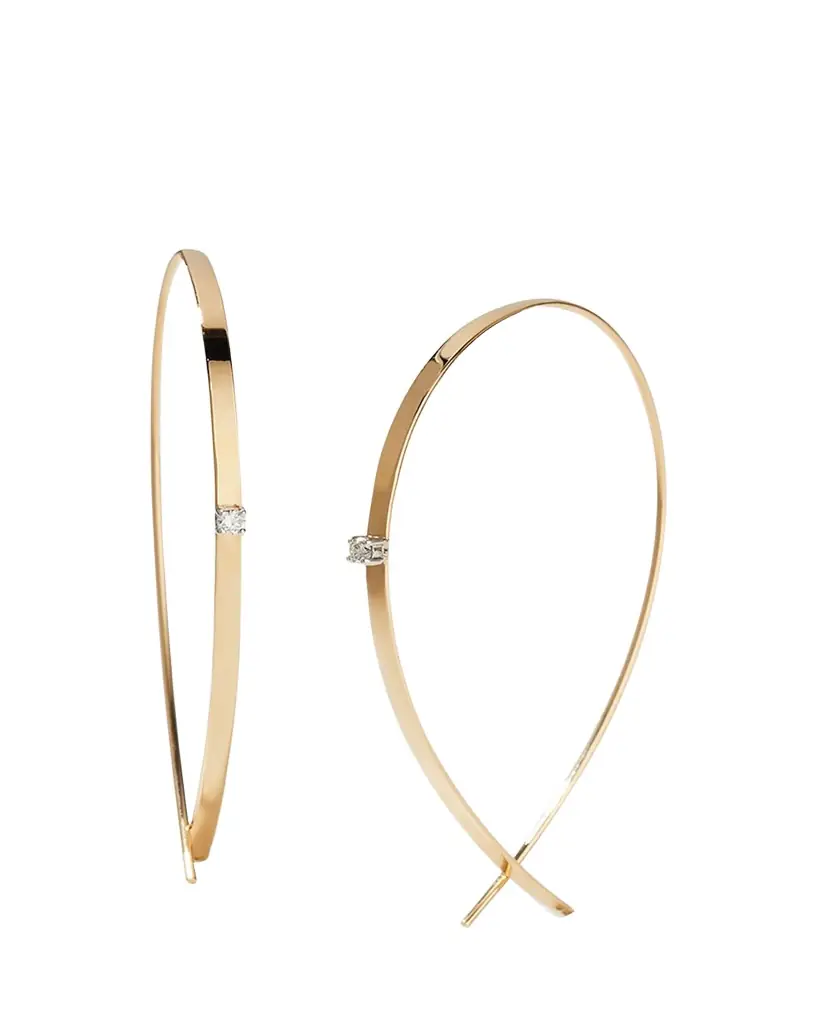 Lana 14K Gold Small Flat Diamond Hoop Earrings