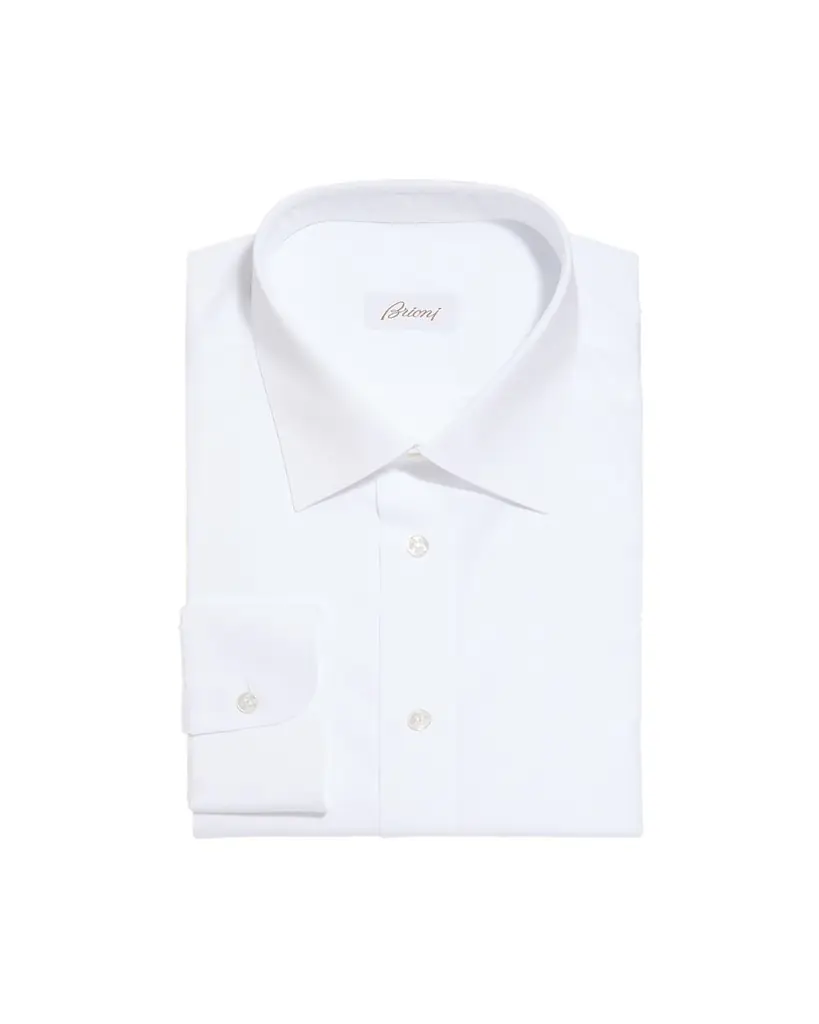 Brioni Wardrobe Essential Solid Dress Shirt, White