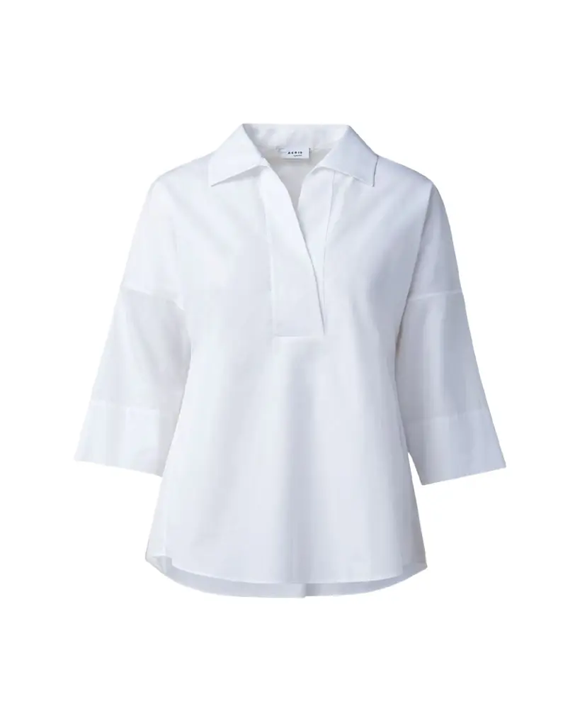 Akris punto Kimono-Sleeve Split-Neck Blouse