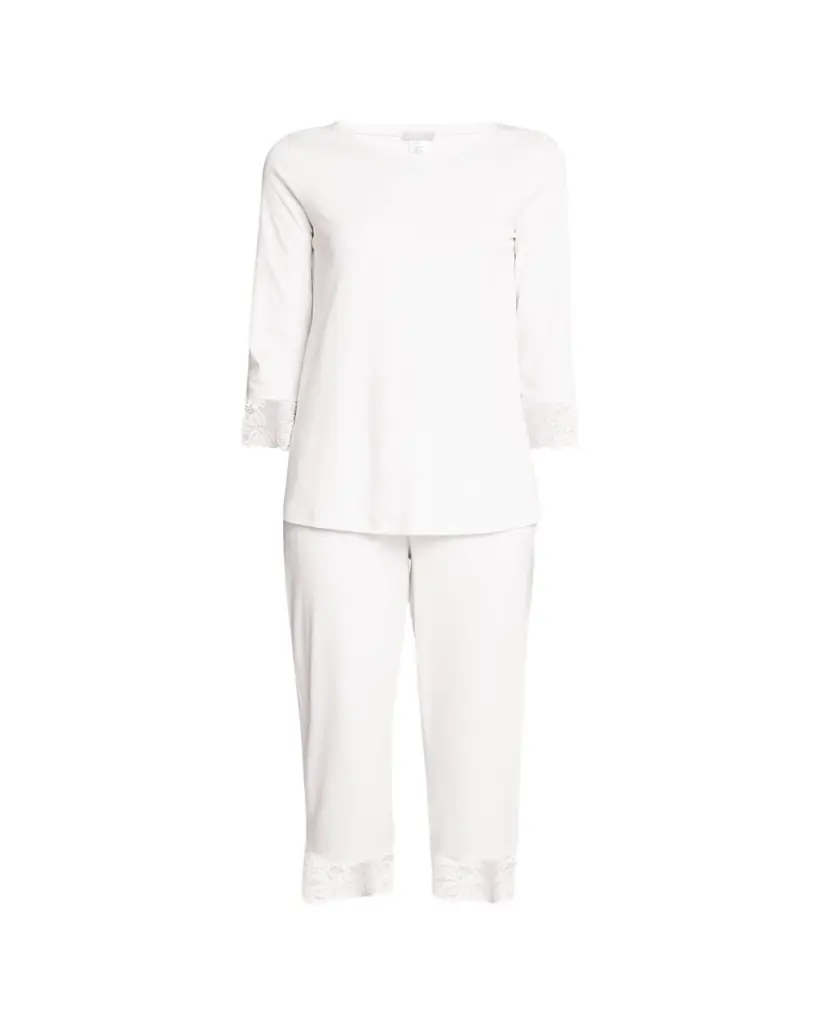 Hanro Moments Lace-Trim Cropped Pajama Set