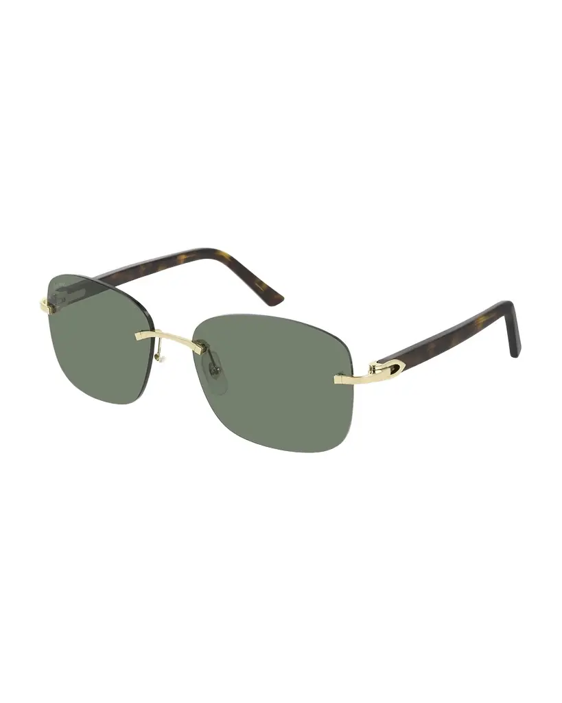 Cartier Men 's Rimless Metal Rectangle Sunglasses
