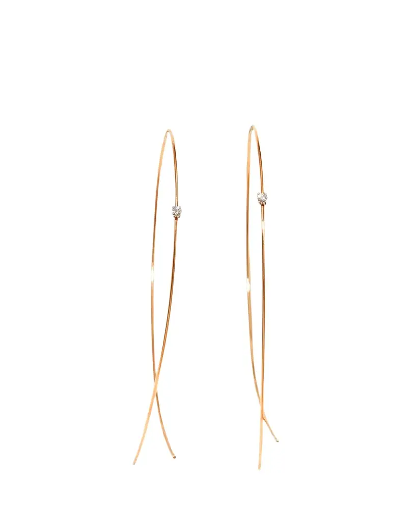 Lana 14K Gold Large Upside Down Hoops with Diamonds