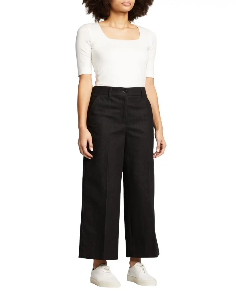 Akris punto Cotton 1/2-Sleeve Square-Neck Tee