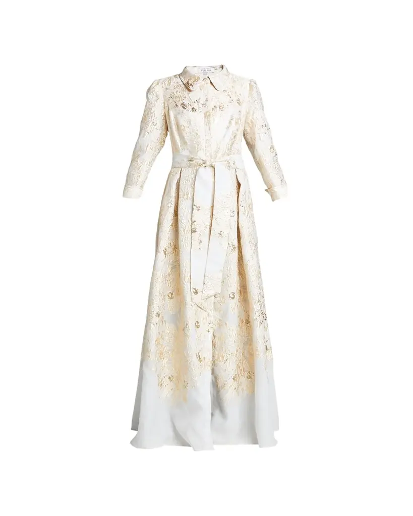 Rickie Freeman for Teri Jon Metallic Brocade Shirtdress Gown