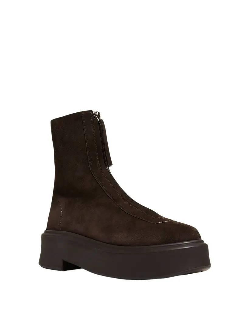 THE ROW Suede Zip Moto Booties