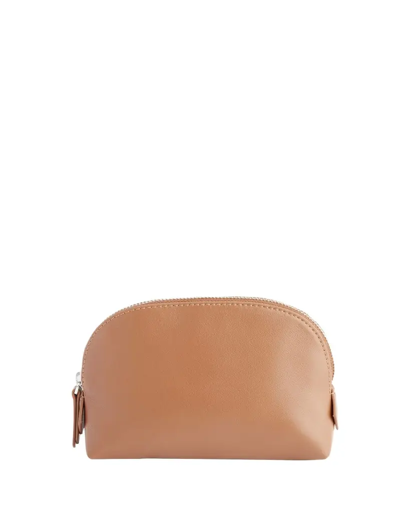 ROYCE New York Monogrammed Compact Leather Cosmetic Bag