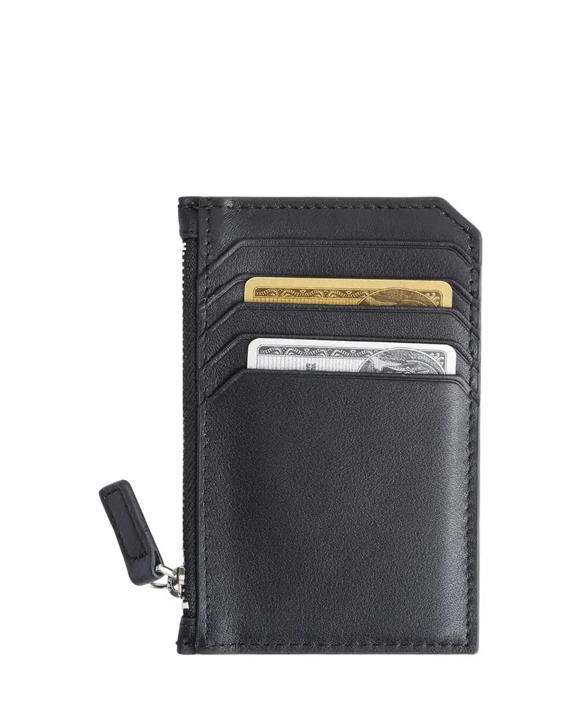 ROYCE New York Monogrammed Zippered Leather Credit Card Case, Personalized