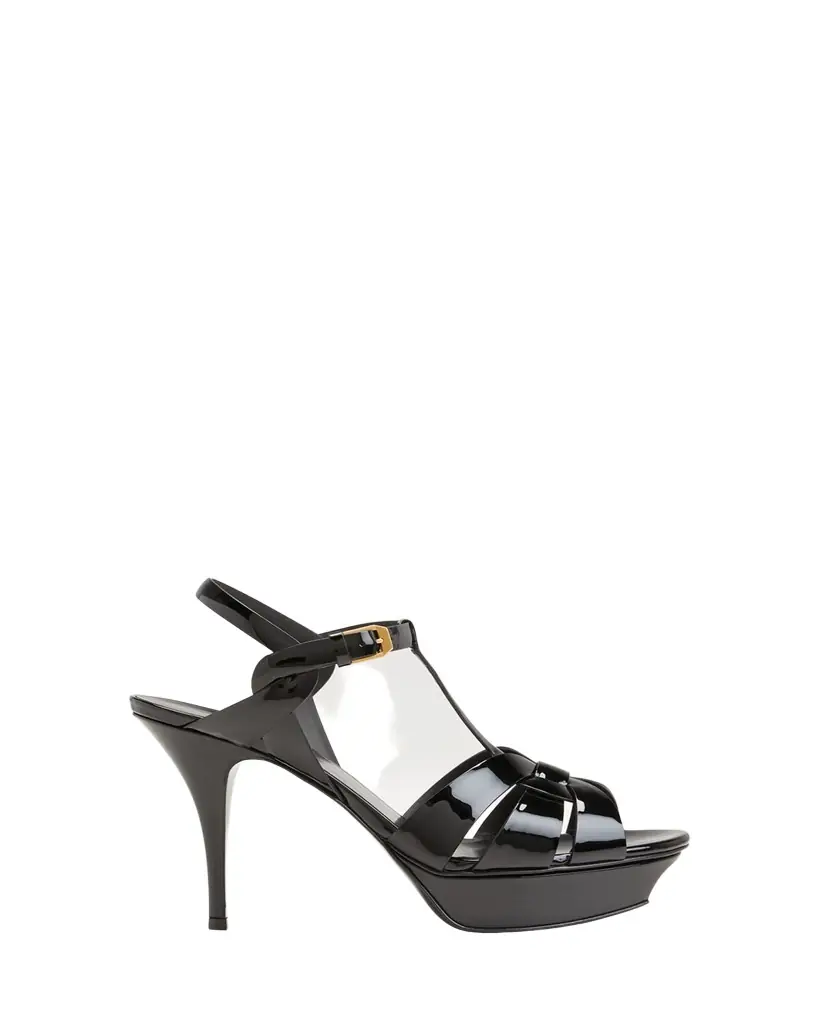 Saint Laurent Tribute Patent T-Strap Platform Sandals