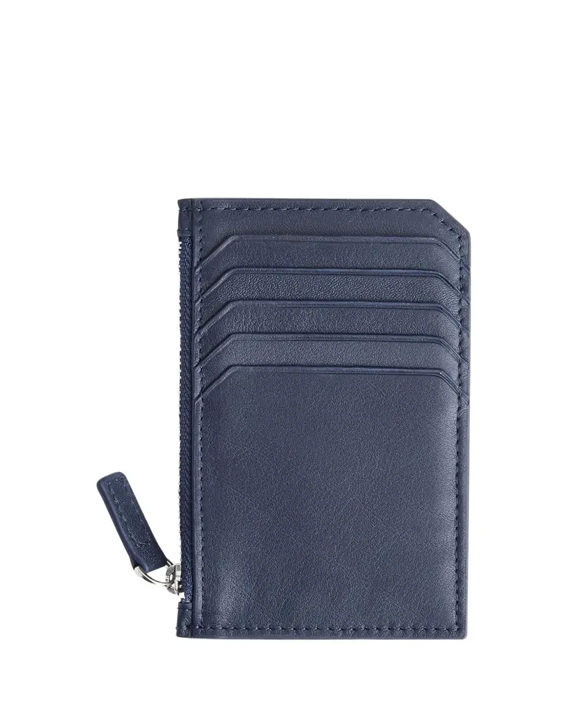 ROYCE New York Monogrammed Zippered Leather Credit Card Case, Personalized