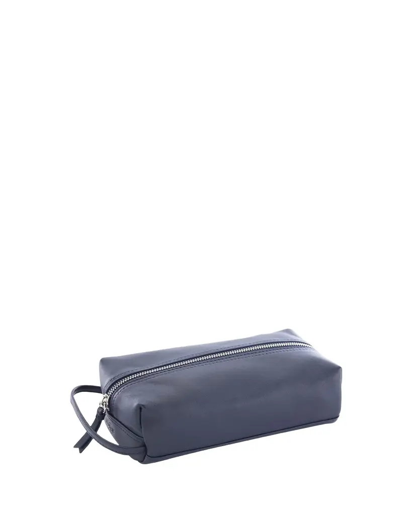 ROYCE New York Monogrammed Compact Leather Toiletry Bag