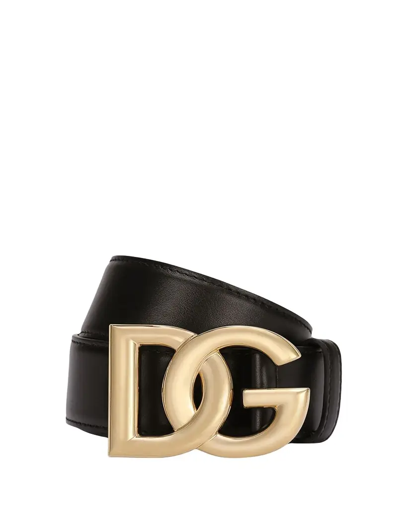 Dolce & Gabbana DG Logo Buckle Leather Belt