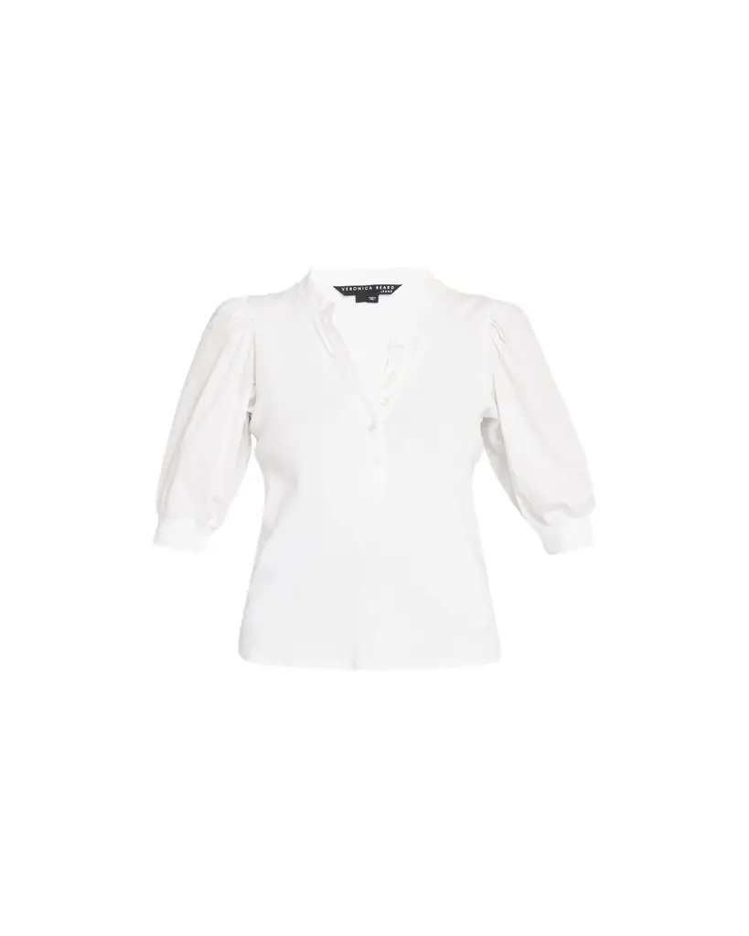 Veronica Beard Coralee Puff Sleeve Button-Front Top