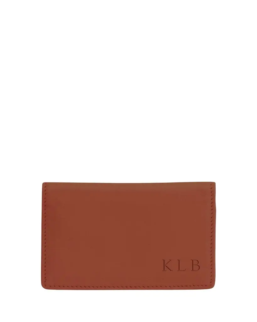 ROYCE New York Monogrammed Leather Card Holder Wallet