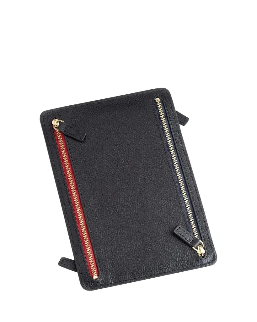 ROYCE New York Monogrammed Leather RFID Blocking Foup Zip Travel Organizer