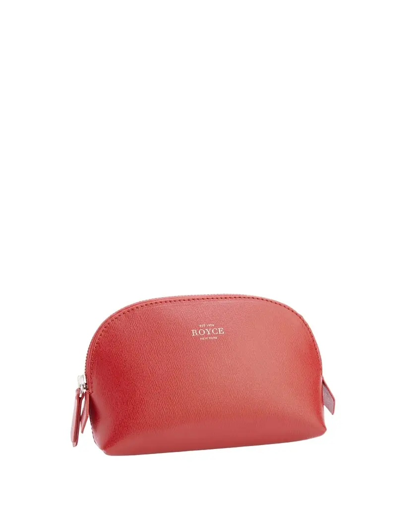 ROYCE New York Monogrammed Compact Leather Cosmetic Bag, Personalized