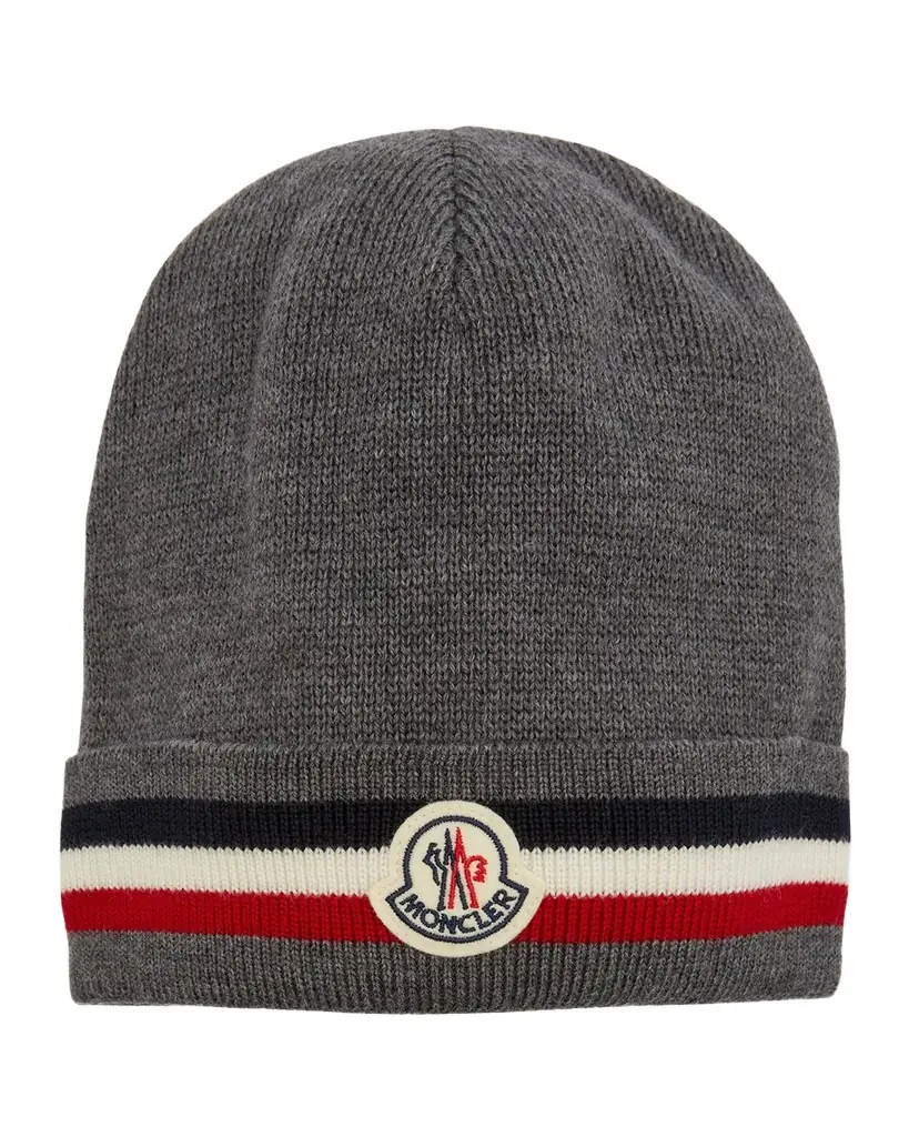 Moncler Men 's Tricolor Logo Beanie