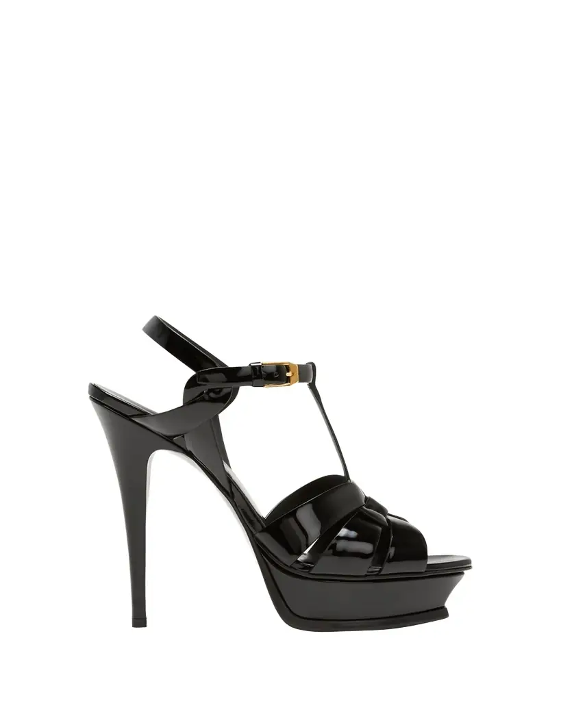 Saint Laurent Tribute Patent T-Strap Platform Sandals