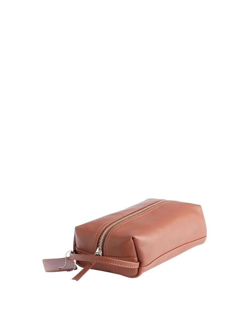 ROYCE New York Monogrammed Compact Leather Toiletry Bag