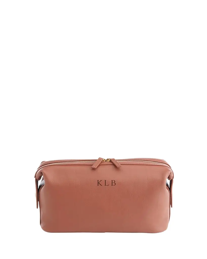 ROYCE New York Monogrammed Large Leather Toiletry Bag, Personalized