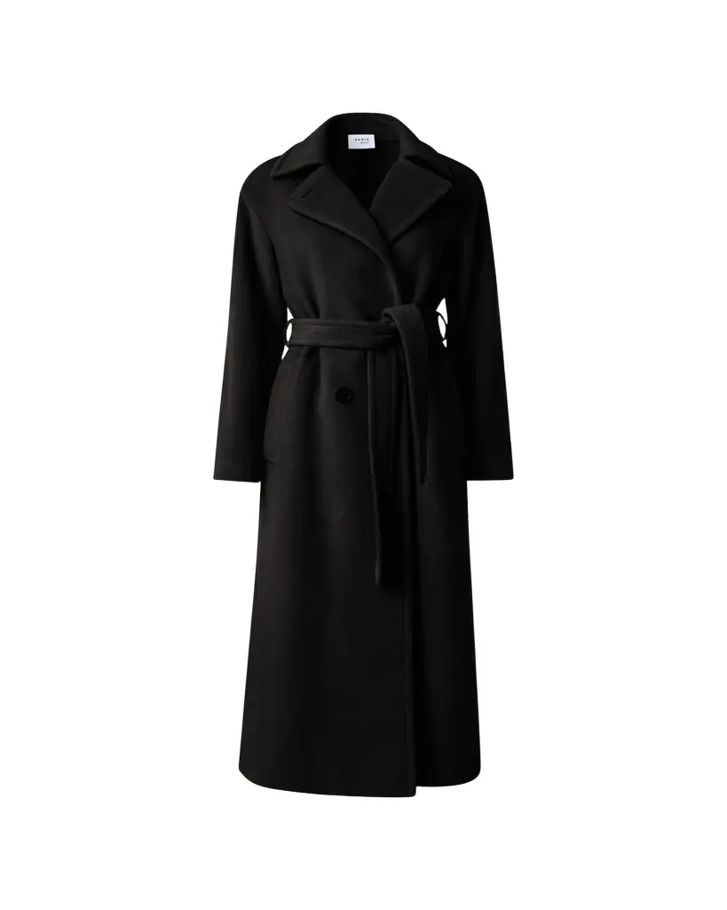 Akris punto Long Double-Breast Belted Wool-Cashmere Coat