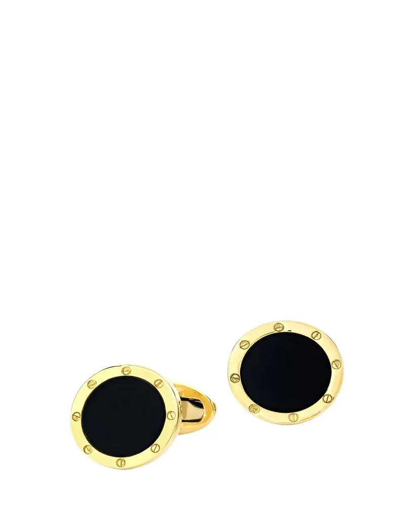 Jan Leslie Men's 18K Yellow Gold Round Gemstone Cufflinks