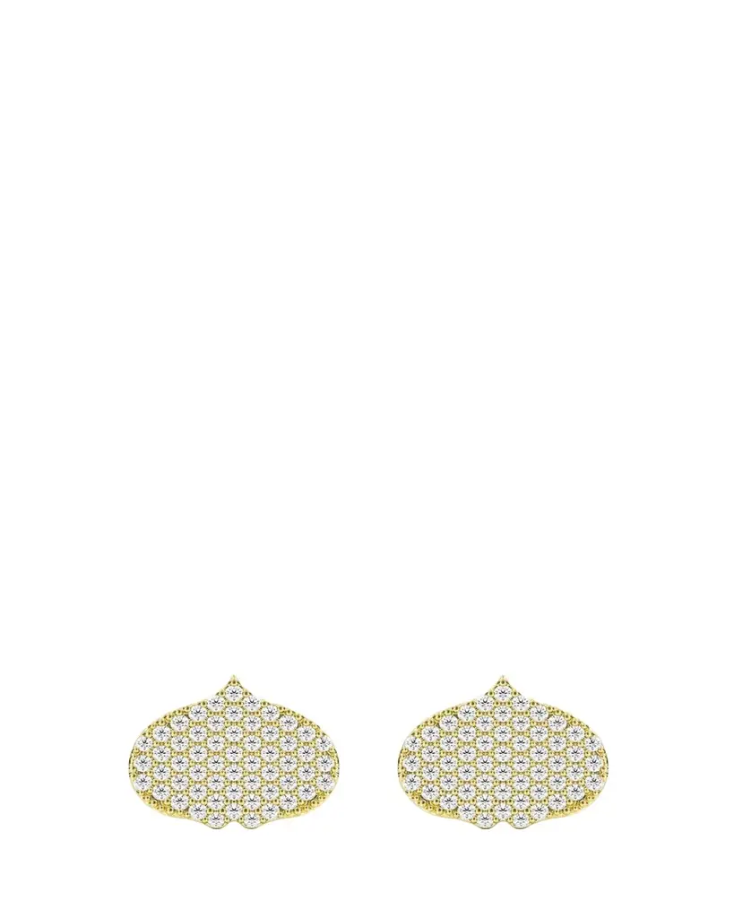 KAMAL Eye Adore Stud Earrings in Gold and White Diamonds, 12mm