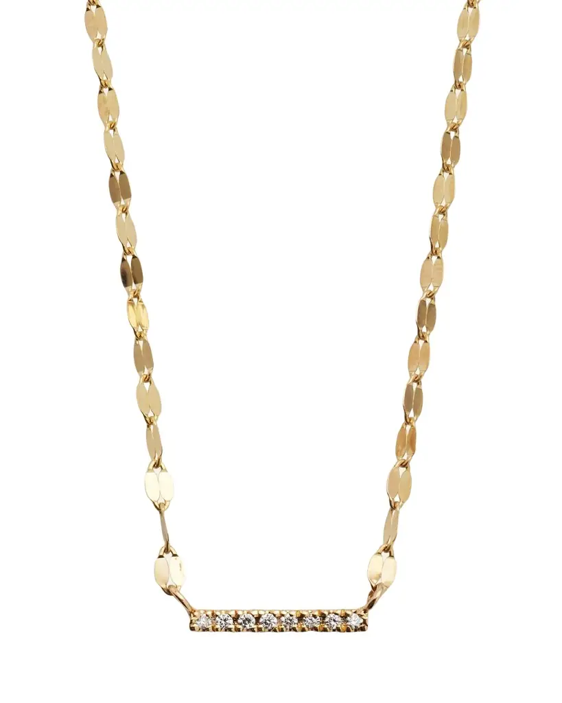 Lana 14K Gold Flawless Mini Diamond Bar Pendant Necklace