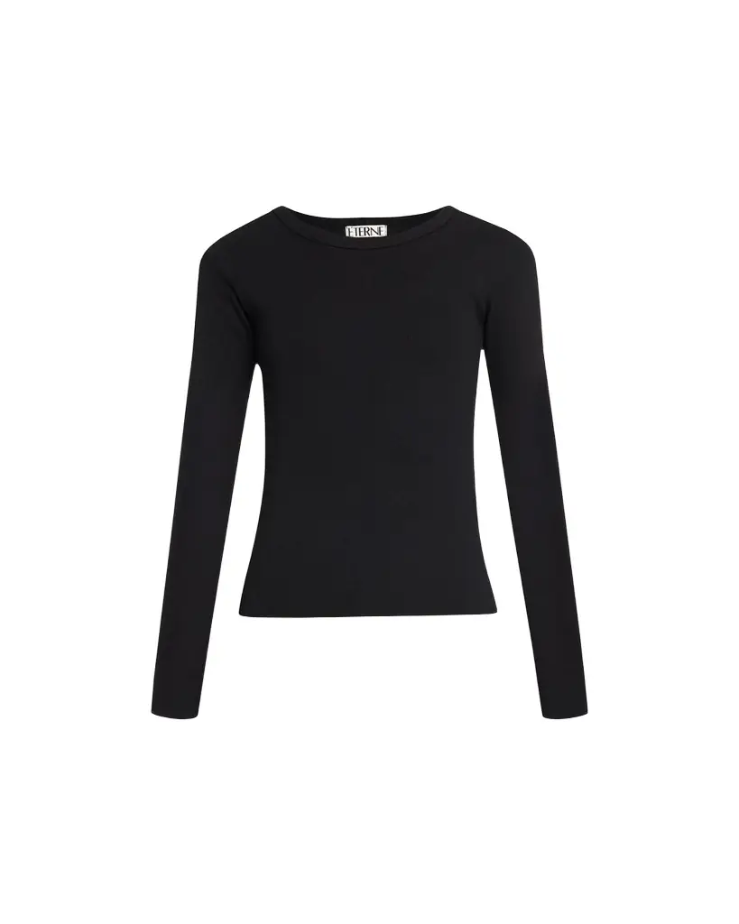 Eterne Long-Sleeve Fitted Crewneck Top