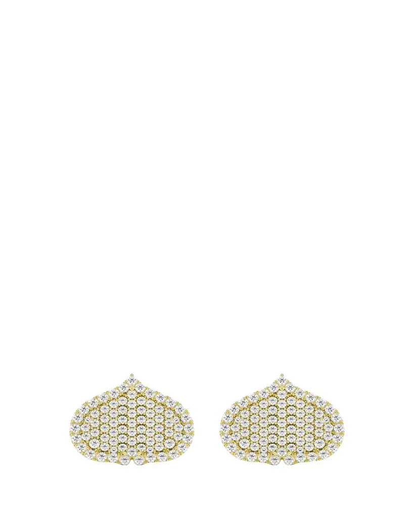 KAMAL Eye Adore Stud Earrings in Gold and White Diamonds, 15mm