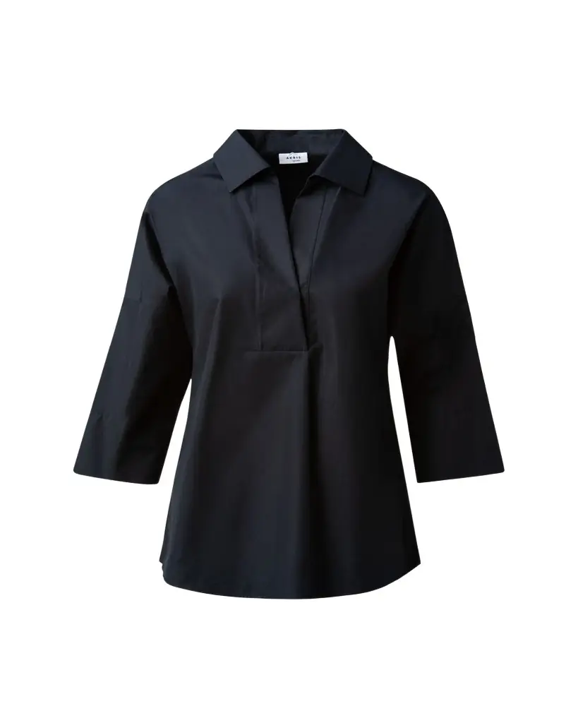 Akris punto Kimono-Sleeve Split-Neck Blouse