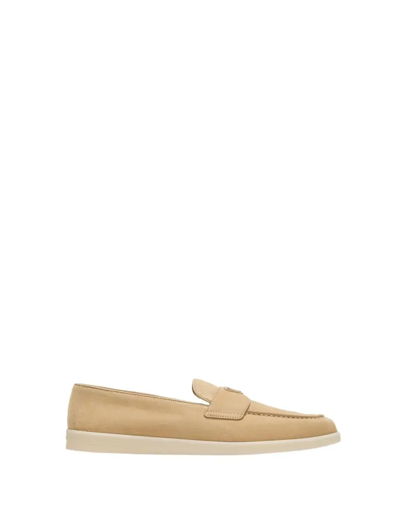 Prada Men's Saint Tropez Triangle Logo Suede Loafers