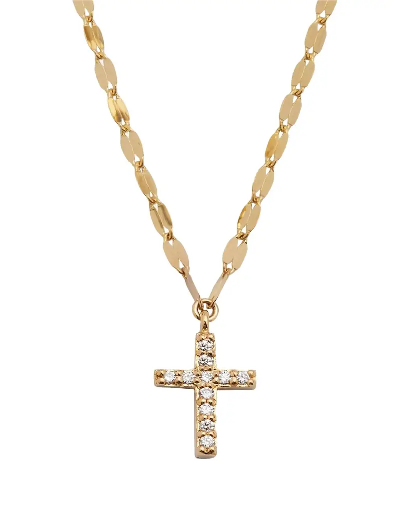 Lana 14K Gold Flawless Mini Cross Pendant Necklace
