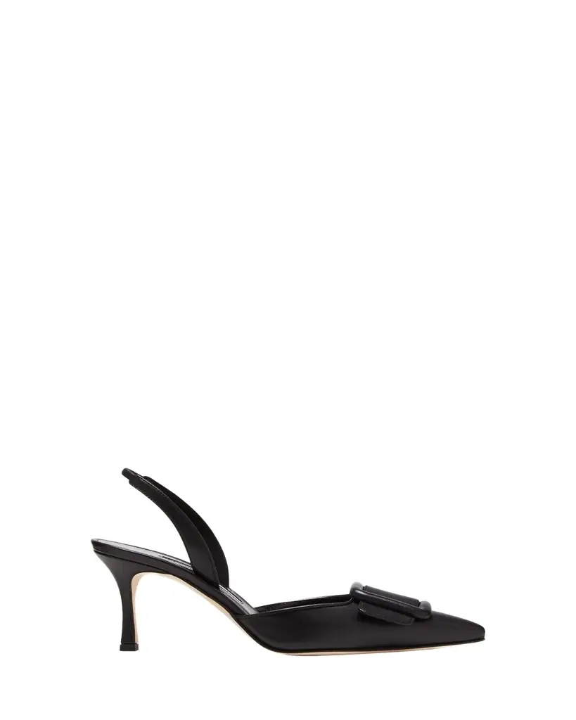 Manolo Blahnik Maysli Leather Buckle Halter Pumps - Women's Shoes