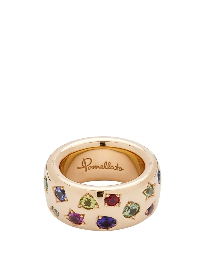 Pomellato Iconica Maxi 18K Rose Gold Ring with Multicolor Gemstones