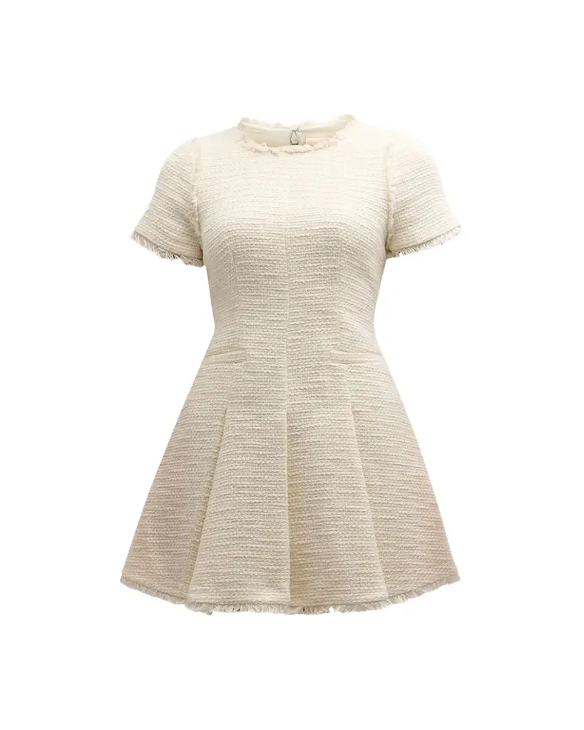 Cinq a Sept Nova Cotton Boucle Pleated Mini Dress