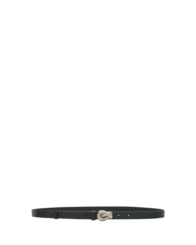Bottega Veneta Brass Knot Skinny Leather Belt